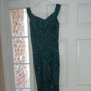 Floor Length Emerald Green Sequined Formal/Prom Dress